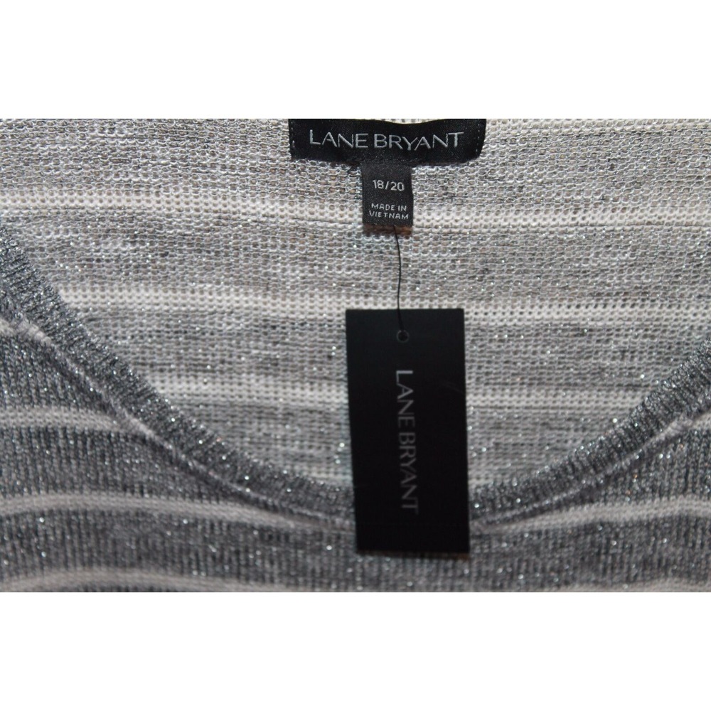 ✨2/$20 NWT Lane Bryant Sheer Metallic Striped Top Silver Shimmer Plus Size 18/20 - Picture 8 of 16